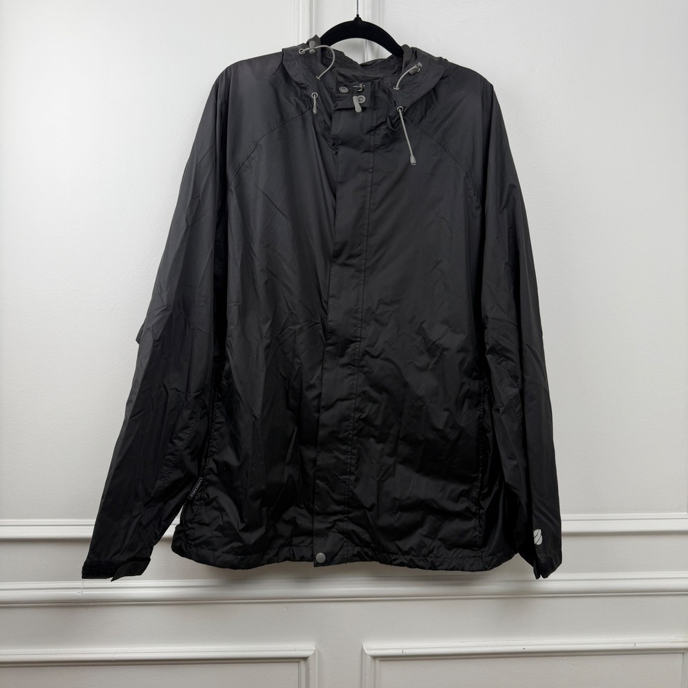 West Marine Shore Rain Jacket Mens XL Black Hooded Windbreaker NWT